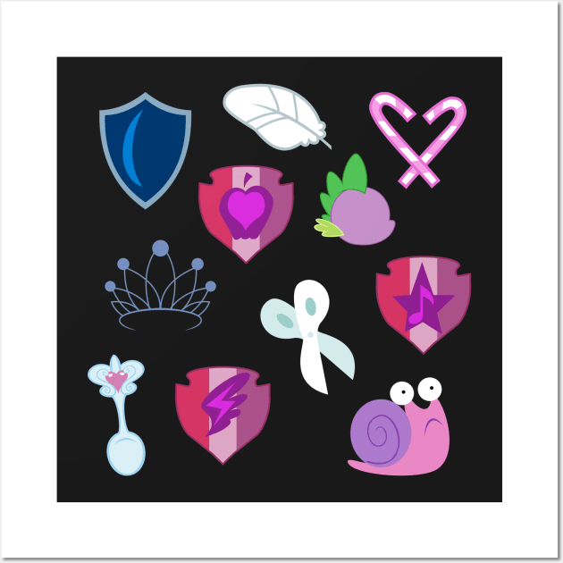 My little Pony - Foals of Ponyville Cutie Mark (with Nyx + Spike) Wall Art by ariados4711